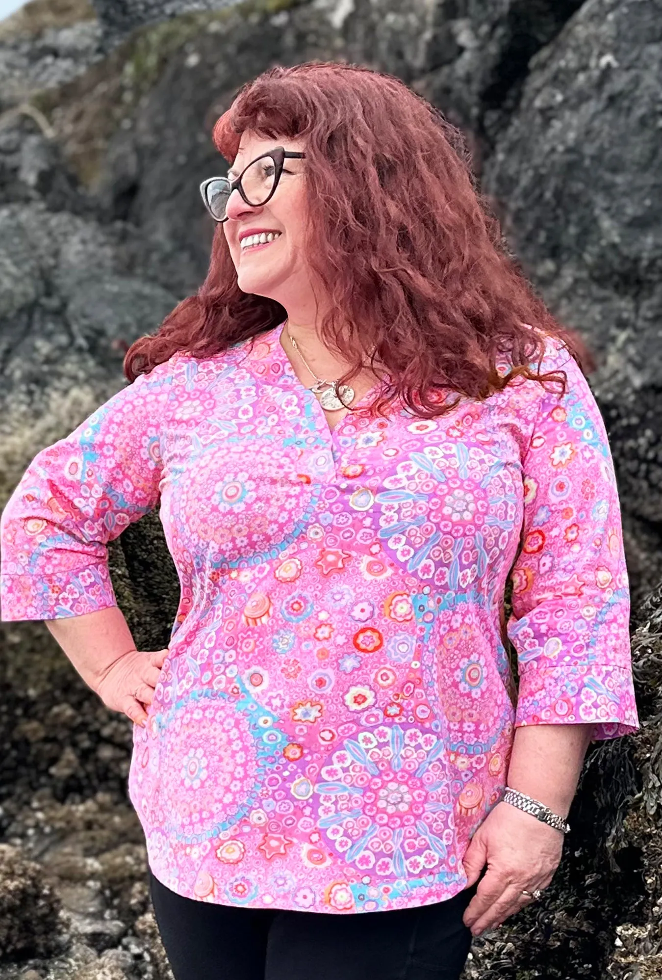 Eden Floral Shirt - Pink Millefiore sold by Cherry Velvet product image thumbnail 2