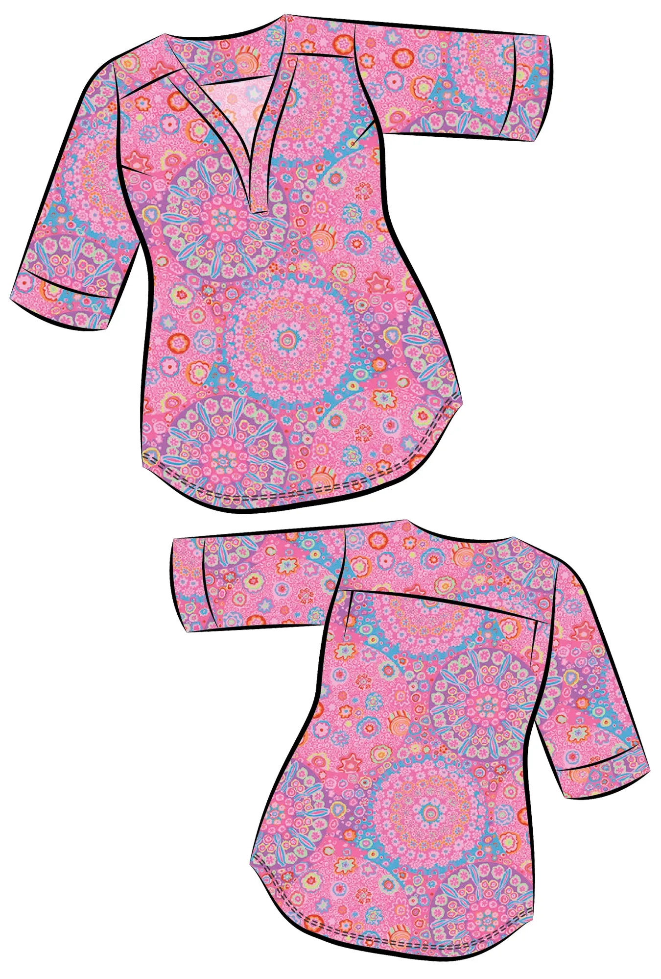 Eden Floral Shirt - Pink Millefiore sold by Cherry Velvet product image thumbnail 3