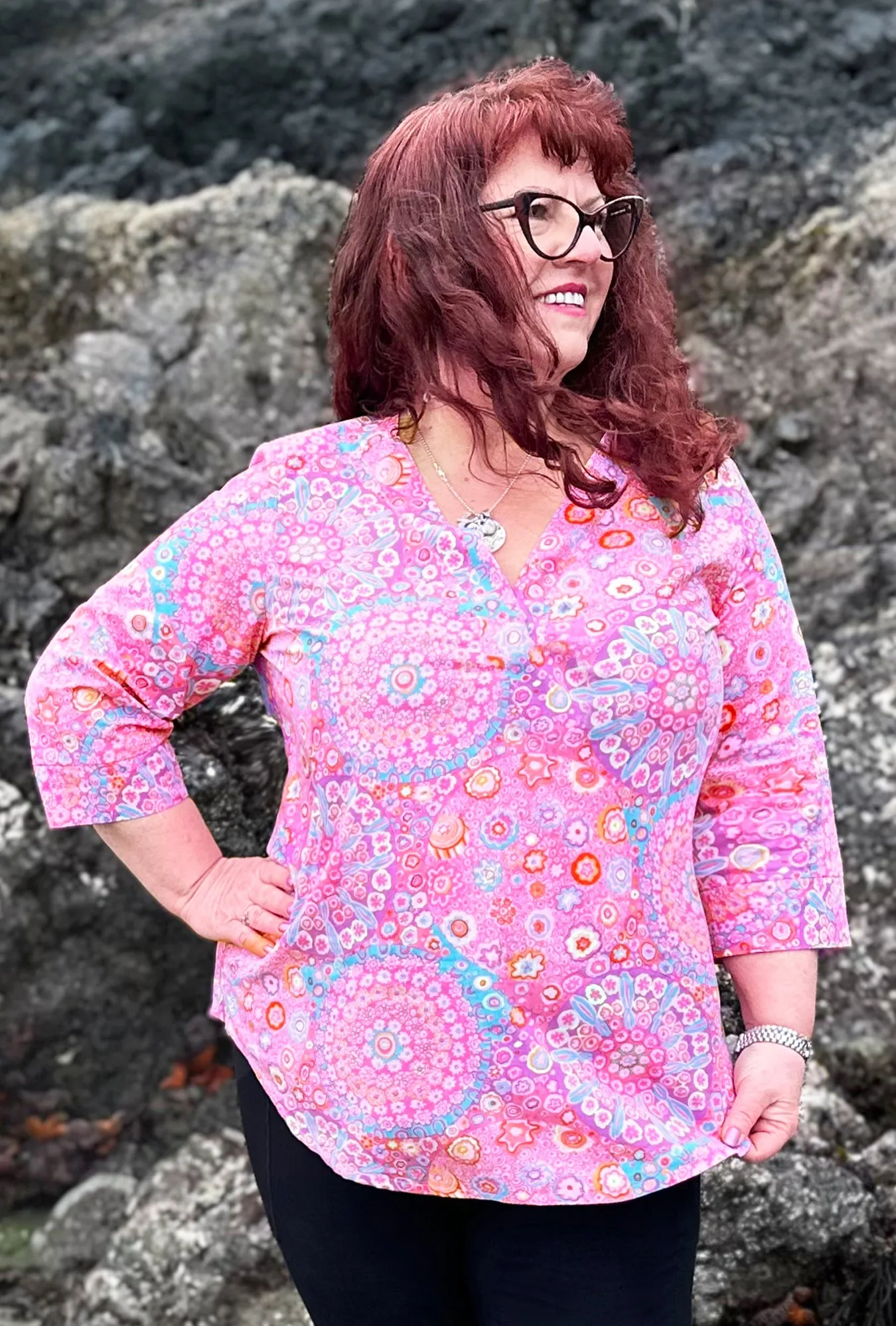 Eden Floral Shirt - Pink Millefiore sold by Cherry Velvet