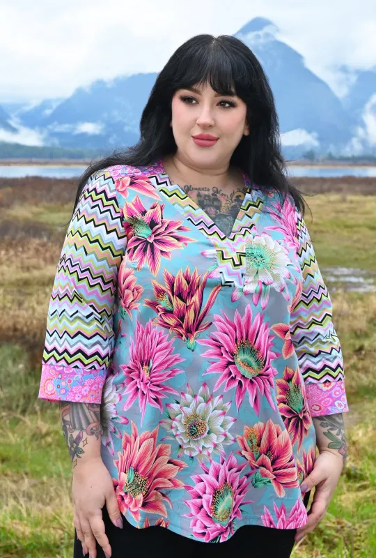 Eden Floral Shirt - Pink Cactus Flower sold by Cherry Velvet