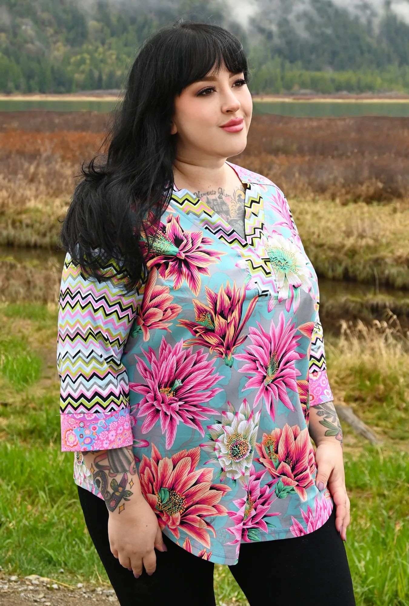 Eden Floral Shirt - Pink Cactus Flower sold by Cherry Velvet product image thumbnail 3