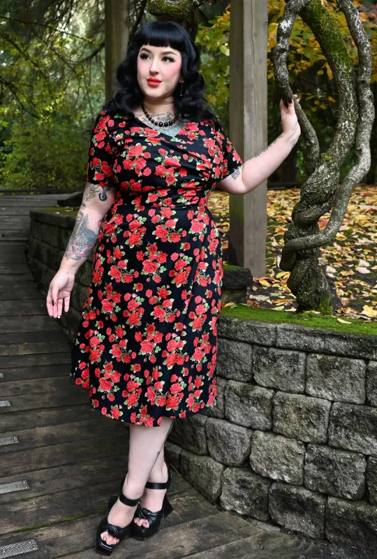 Hazel  - Blooming Gorgeous - Red Rose Dress sold by Cherry Velvet