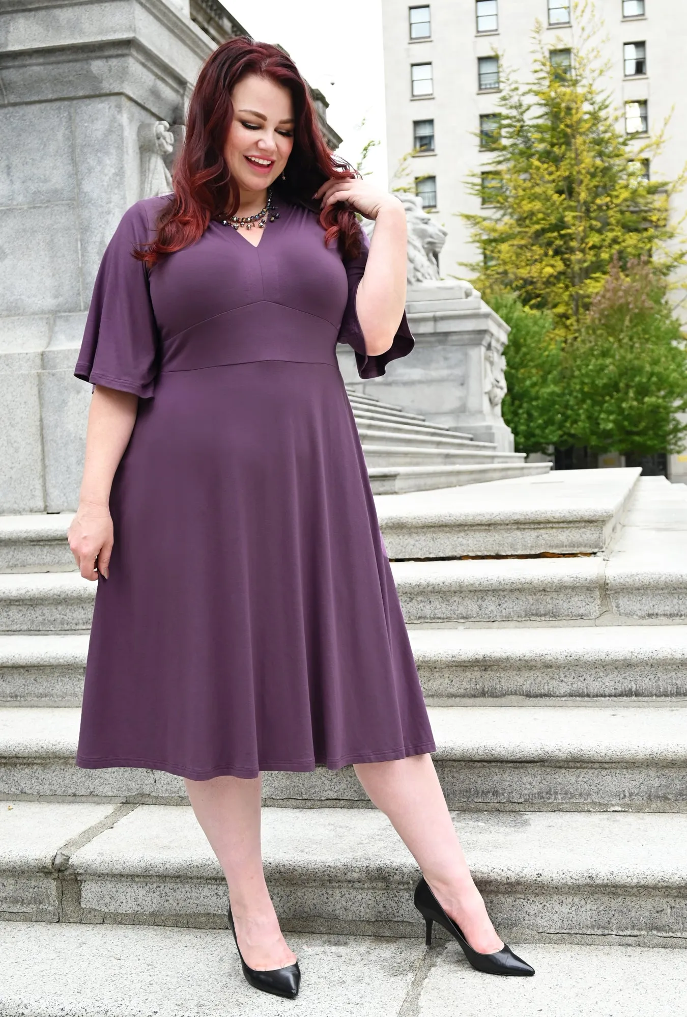 Joy Dress - Mauve Bamboo Knit sold by Cherry Velvet