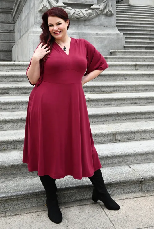 Joy Dress - Raspberry Bamboo Knit sold by Cherry Velvet