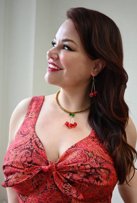 Cherry Sparkle - Metallic Gold Necklace and Earrings Set sold by Cherry Velvet