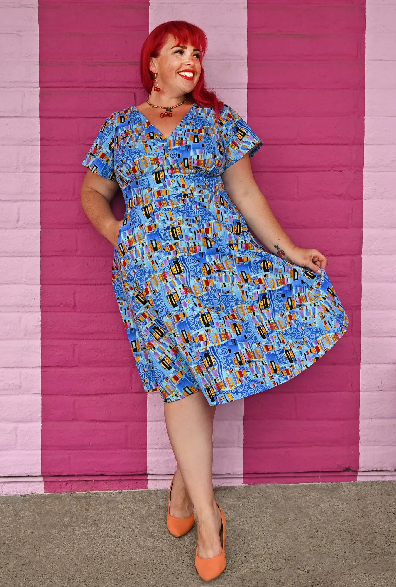 Penelope - Abstract Groove - Modern Art Dress sold by Cherry Velvet