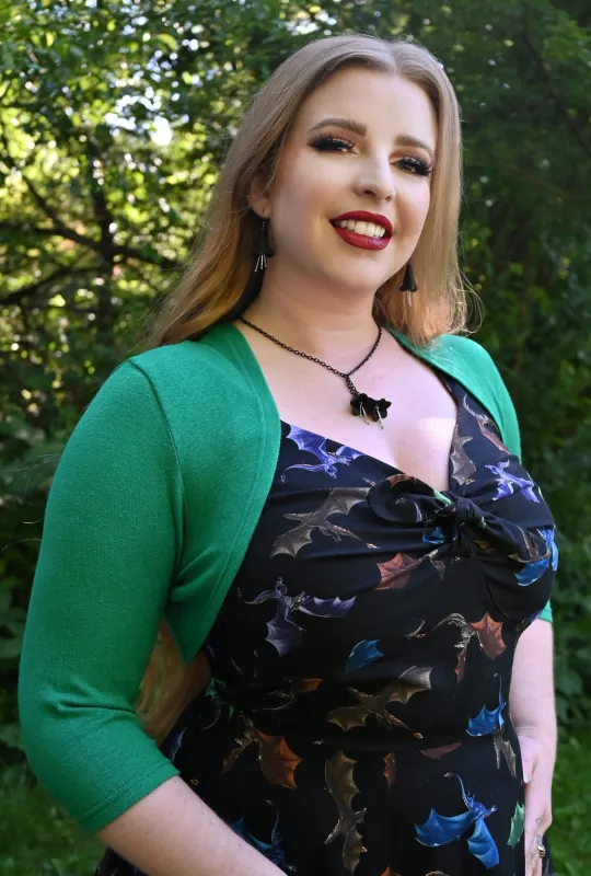 Sophia - Emerald - Sweater Knit Shrug sold by Cherry Velvet