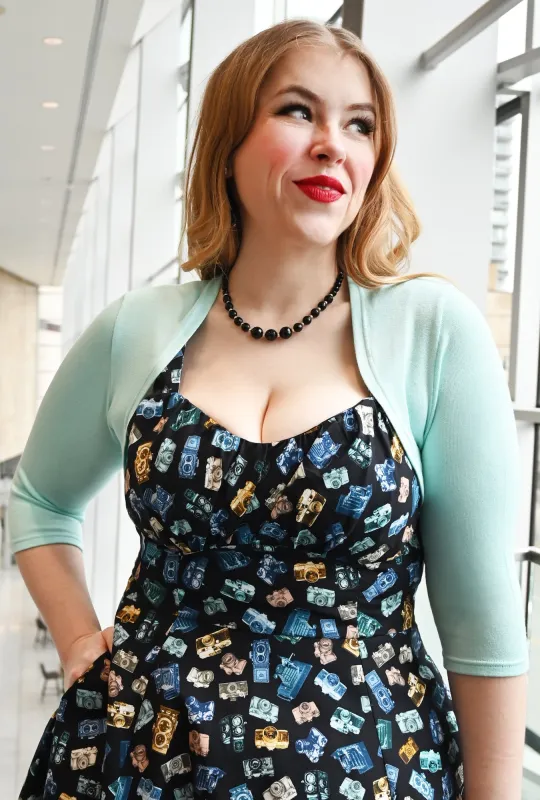 Sophia - Aqua - Sweater Knit Shrug sold by Cherry Velvet