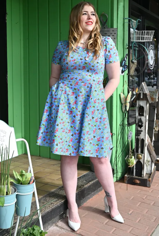 Kim - Beelicious Berries - Bee and Strawberry dress sold by Cherry Velvet