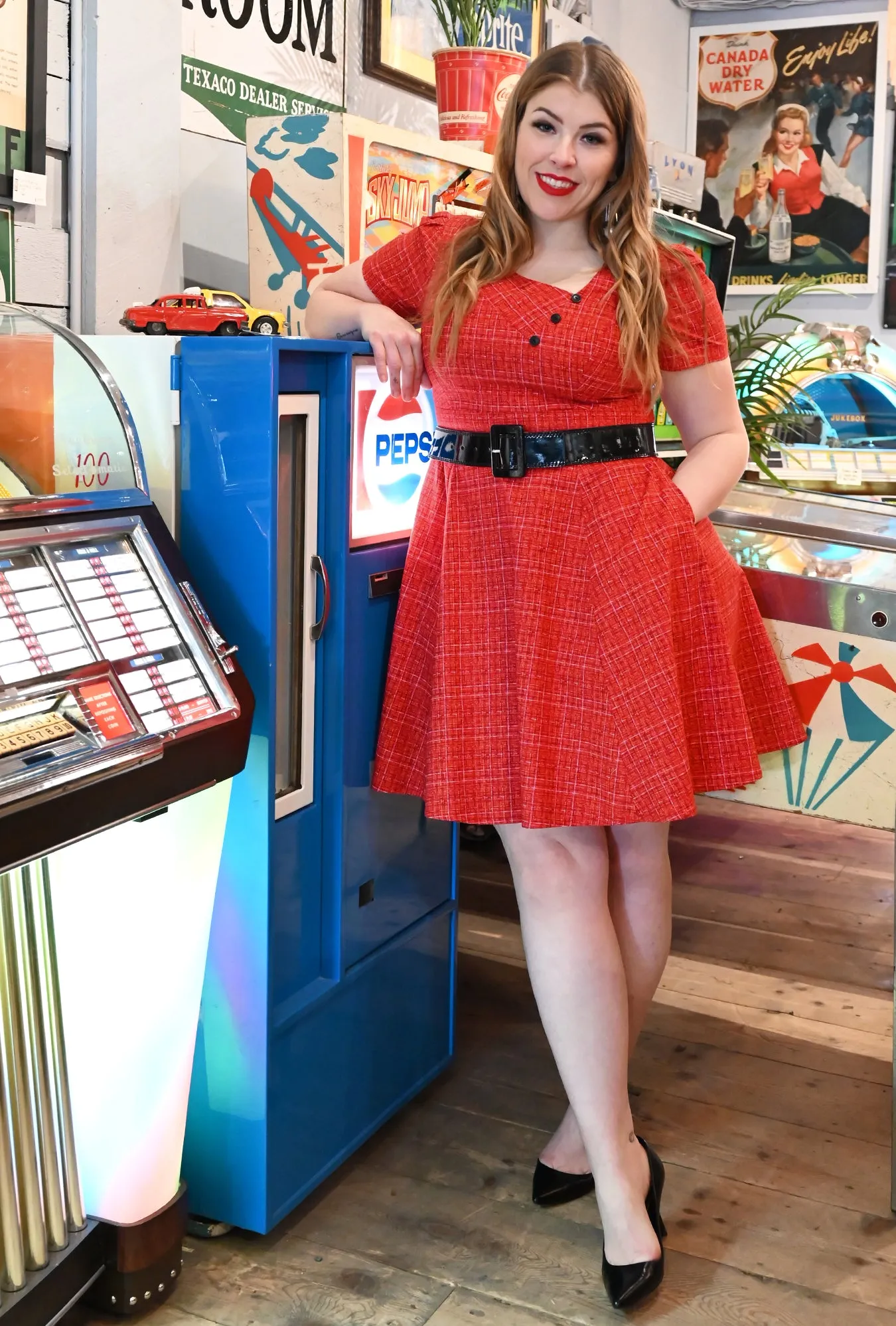 Kim - Coco Cerise - Tweed Print Dress sold by Cherry Velvet product image thumbnail 4
