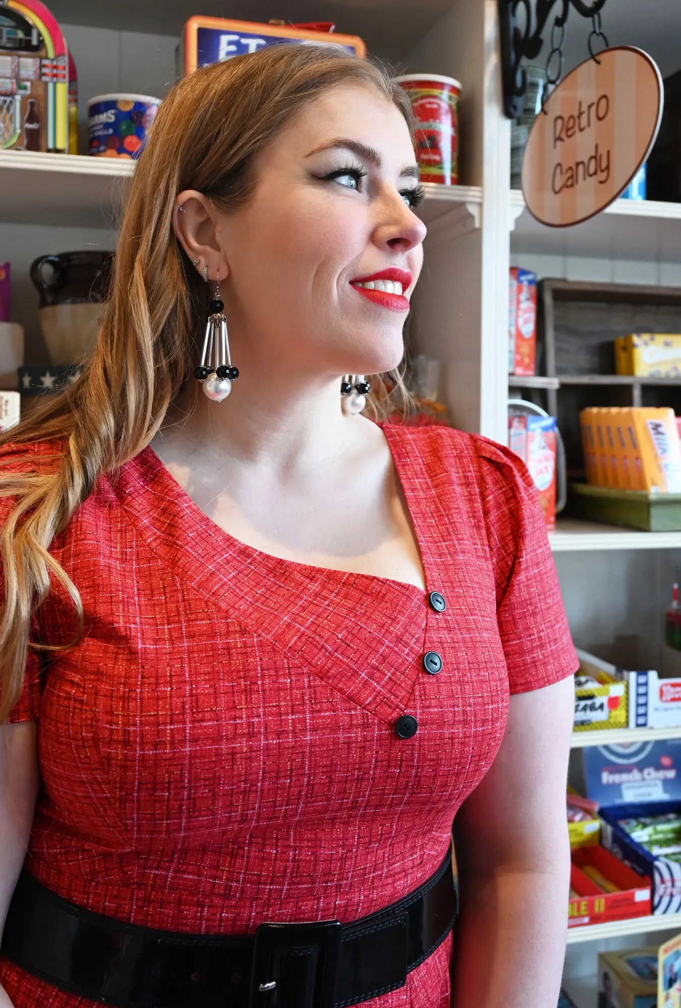 Kim - Coco Cerise - Tweed Print Dress sold by Cherry Velvet product image thumbnail 5