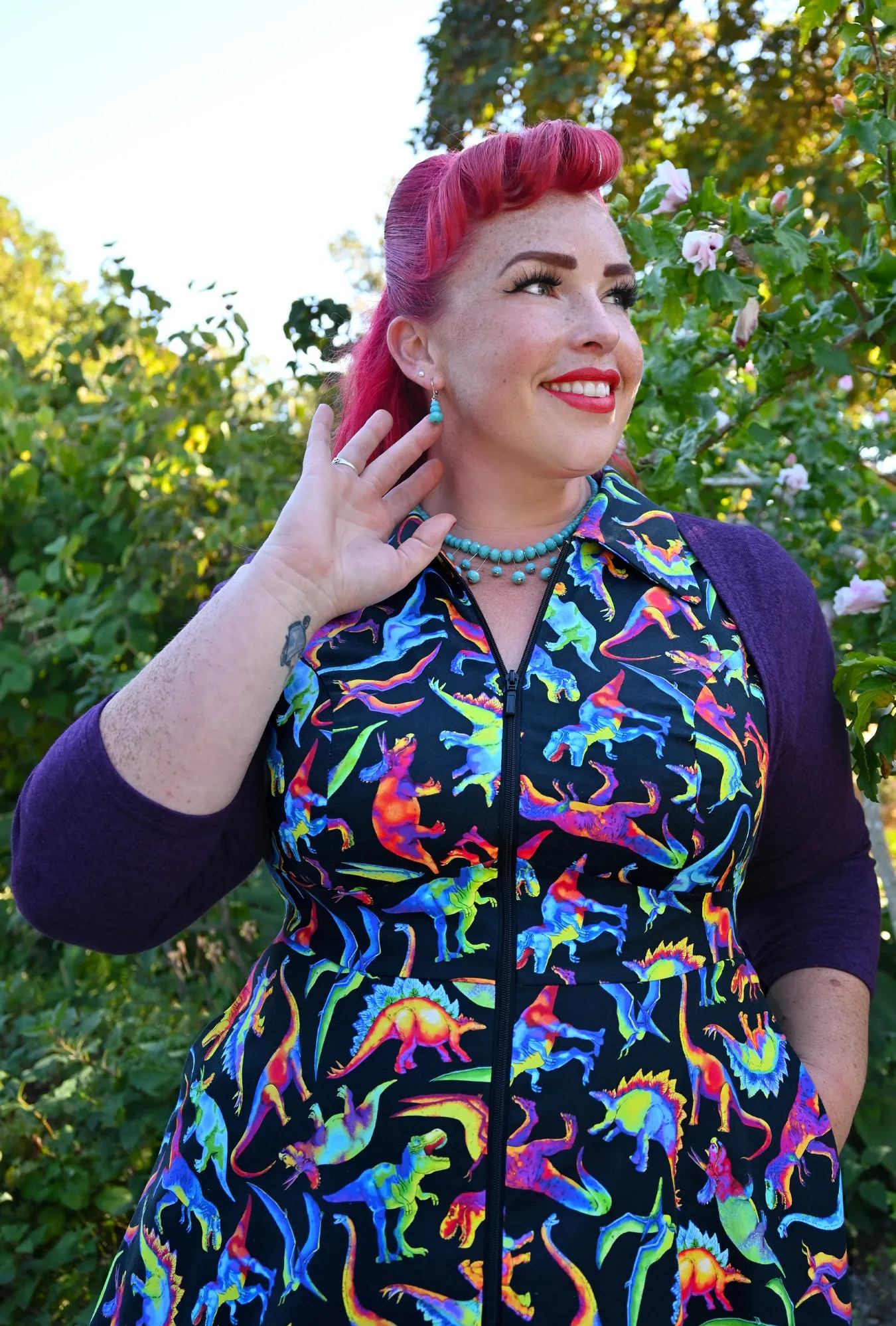 Marie - Trippy Triassic - Dinosaur Dress sold by Cherry Velvet product image thumbnail 5