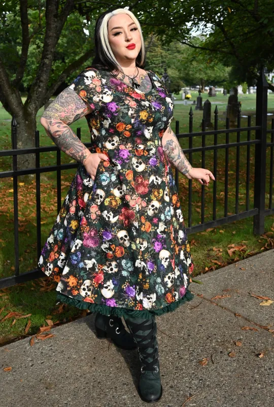 Yvonne - Memento Flori - Skulls & Roses Dress sold by Cherry Velvet