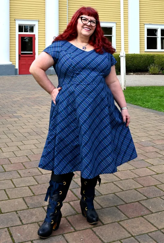 Yvonne - Dressed to Kilt - Navy Plaid Dress sold by Cherry Velvet