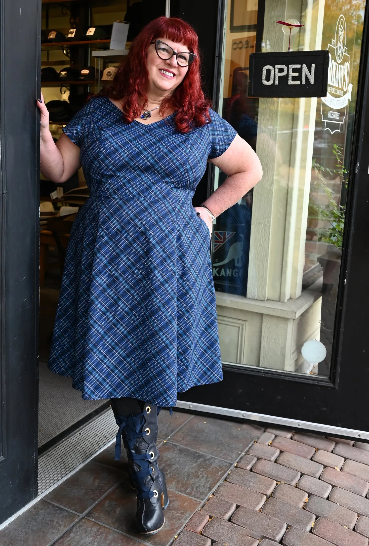 Yvonne - Dressed to Kilt - Navy Plaid Dress sold by Cherry Velvet product image thumbnail 4