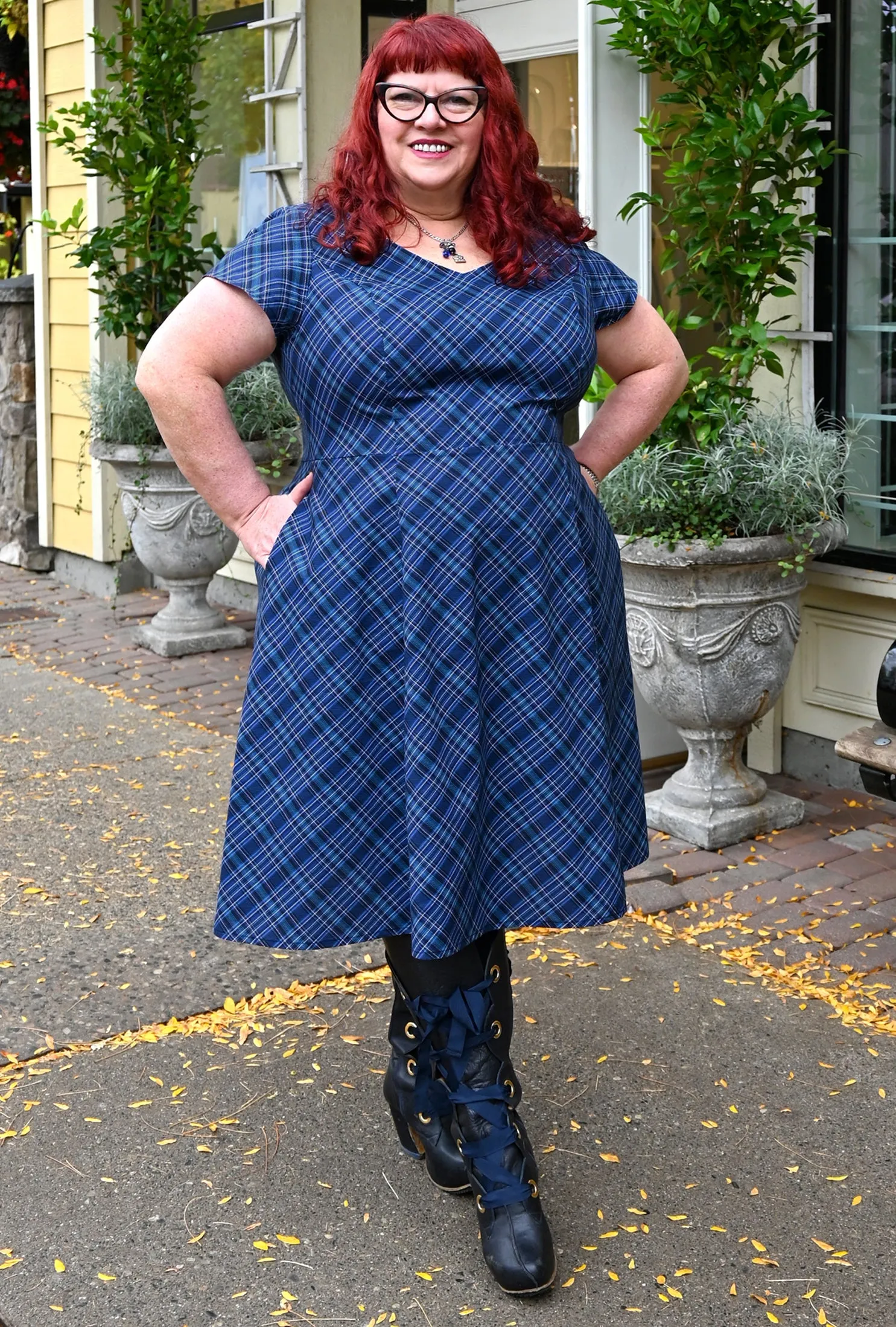Yvonne - Dressed to Kilt - Navy Plaid Dress sold by Cherry Velvet product image thumbnail 2