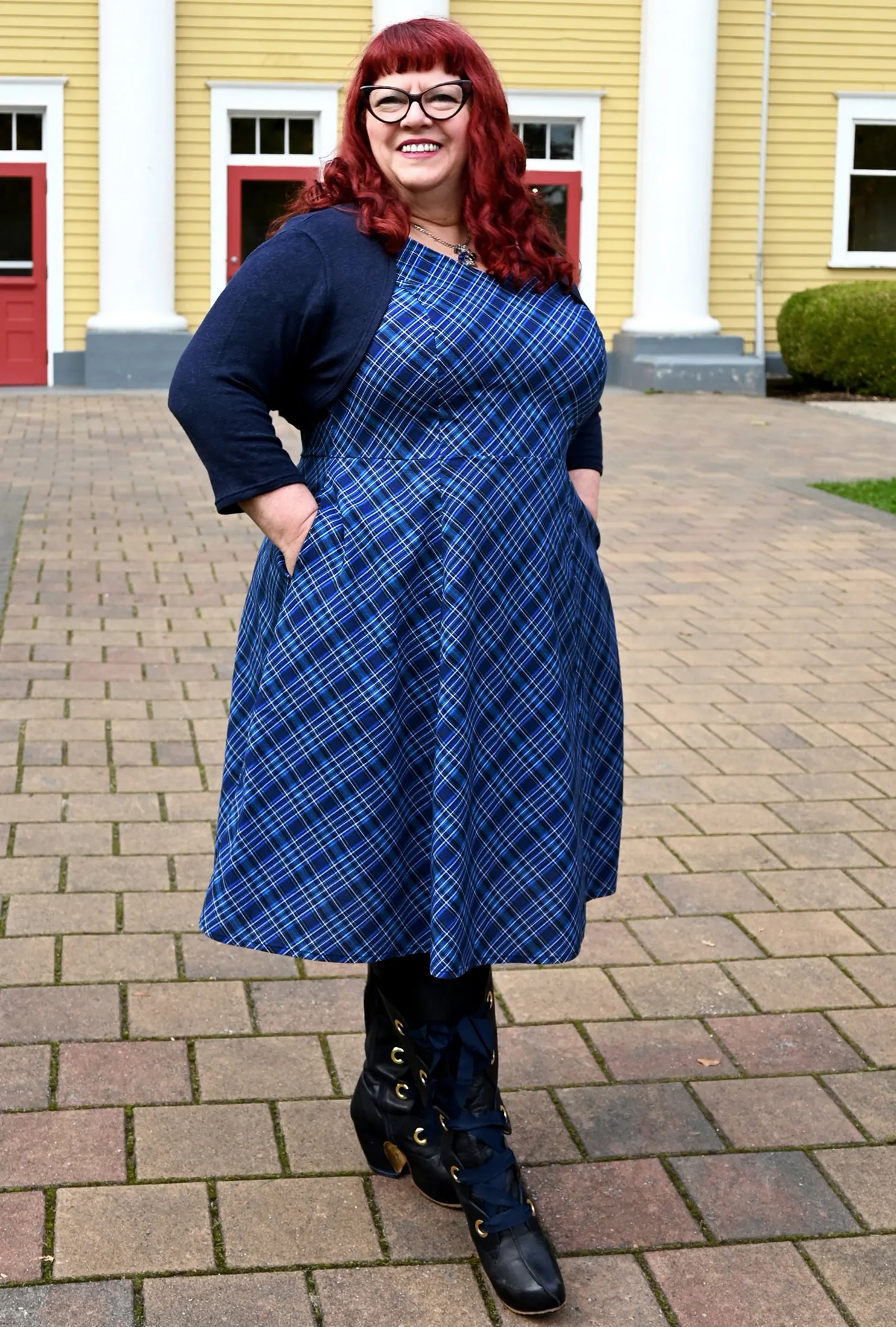 Yvonne - Dressed to Kilt - Navy Plaid Dress sold by Cherry Velvet product image thumbnail 5