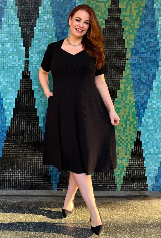 Thistle Midi Dress - Black Rib Knit Bamboo made by Cherry Velvet