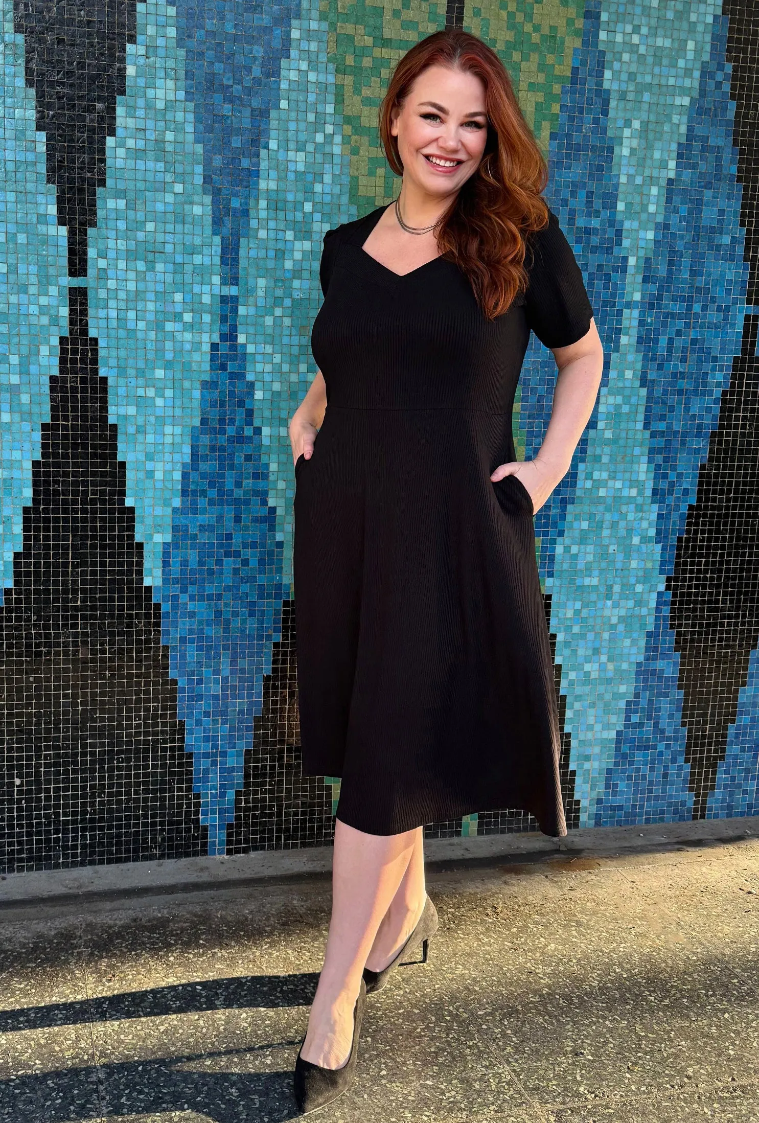 Thistle Midi Dress - Black Rib Knit Bamboo sold by Cherry Velvet product image thumbnail 2