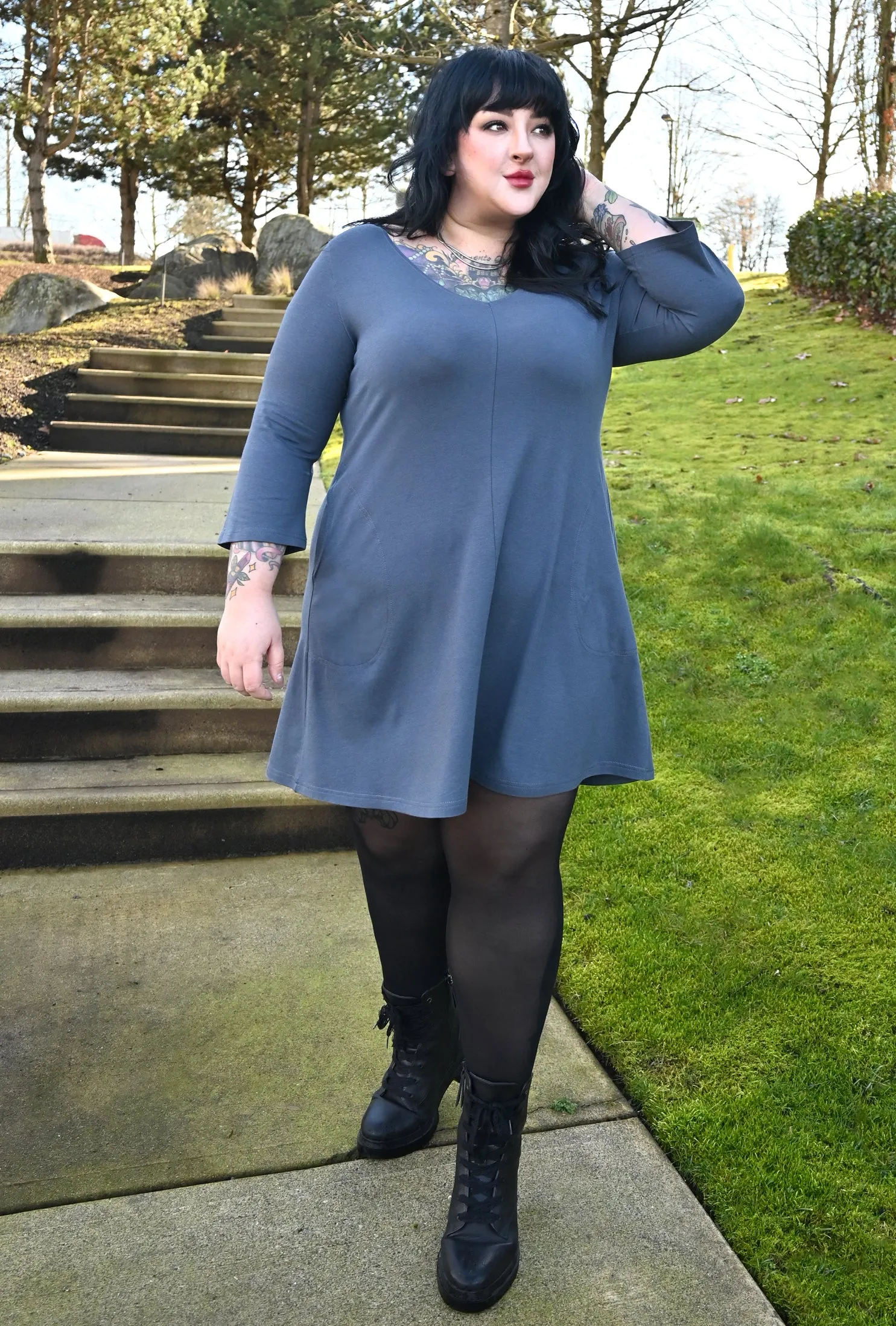 Robin Tunic Dress - Slate Bamboo Knit sold by Cherry Velvet product image thumbnail 4