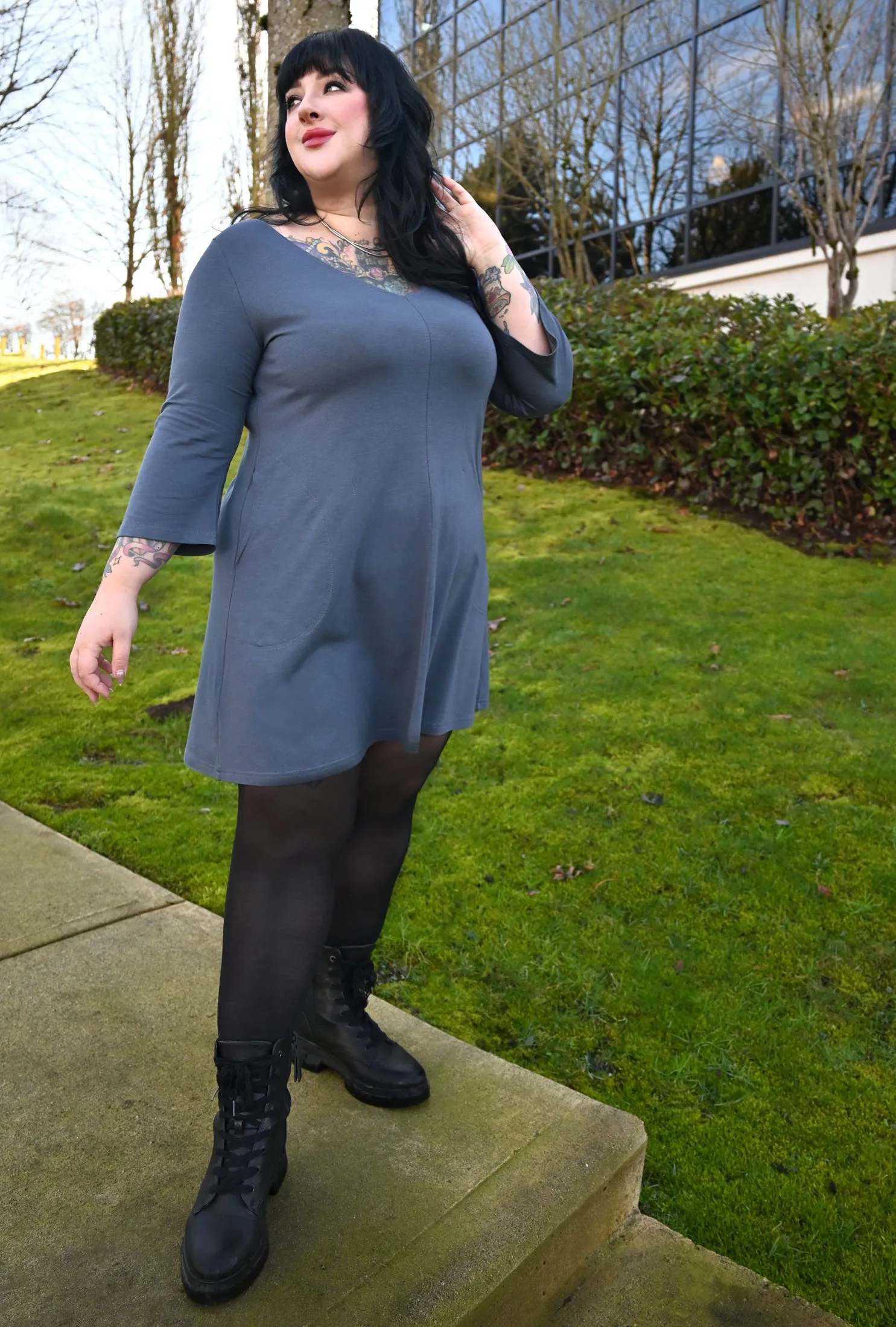 Robin Tunic Dress - Slate Bamboo Knit sold by Cherry Velvet product image thumbnail 2