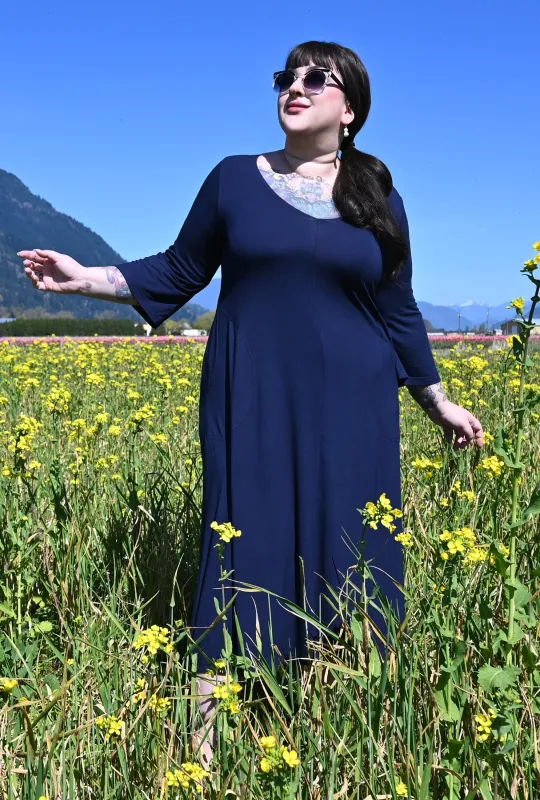Weekend Dress - Navy Bamboo Knit made by Cherry Velvet