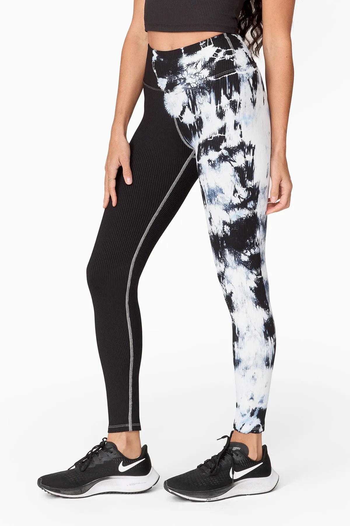 Campbell 7/8 Legging - Signature Tie-Dye in White + Black sold by Daub & Design product image thumbnail 2
