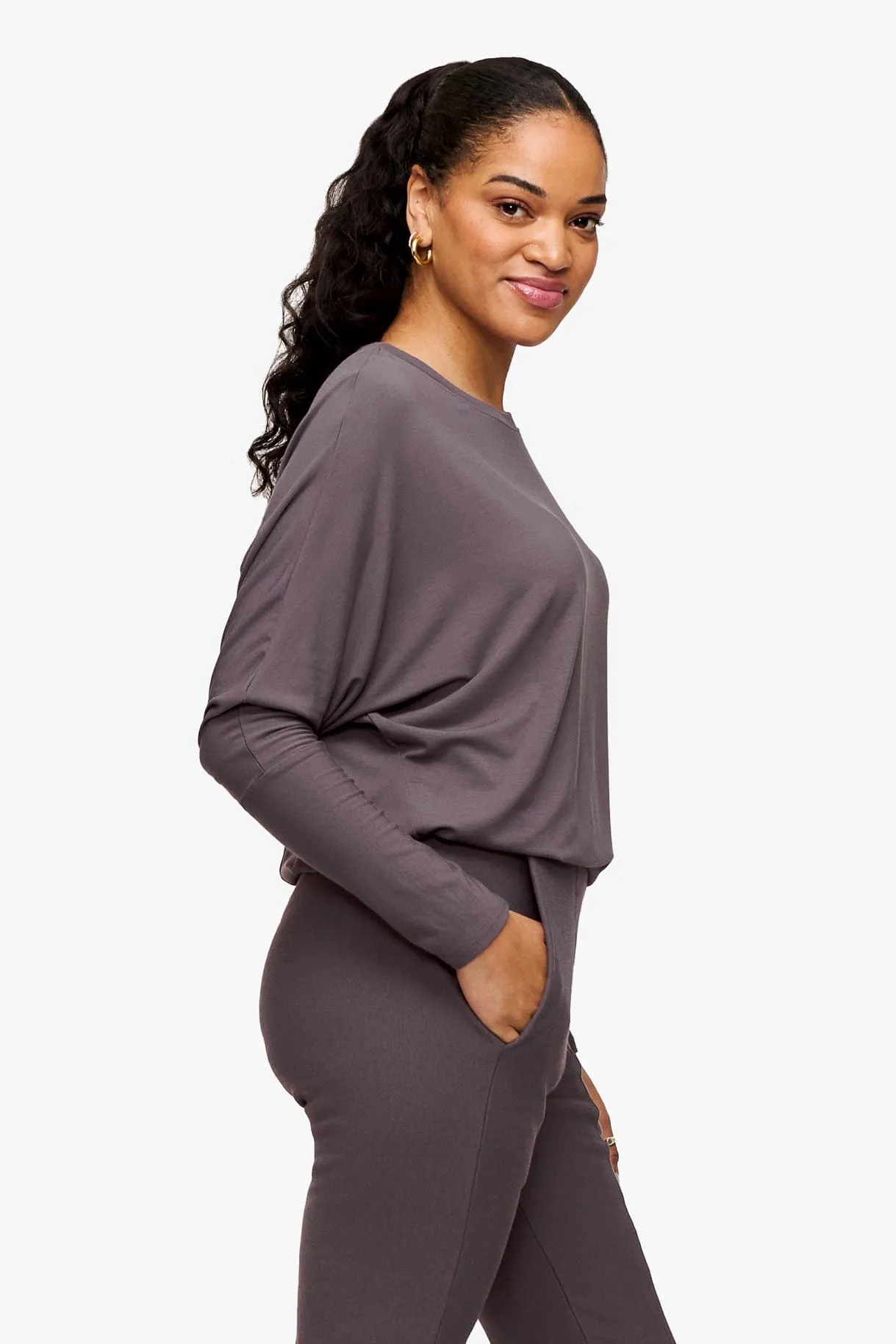 Dolman Longsleeve in Sparrow sold by Daub & Design