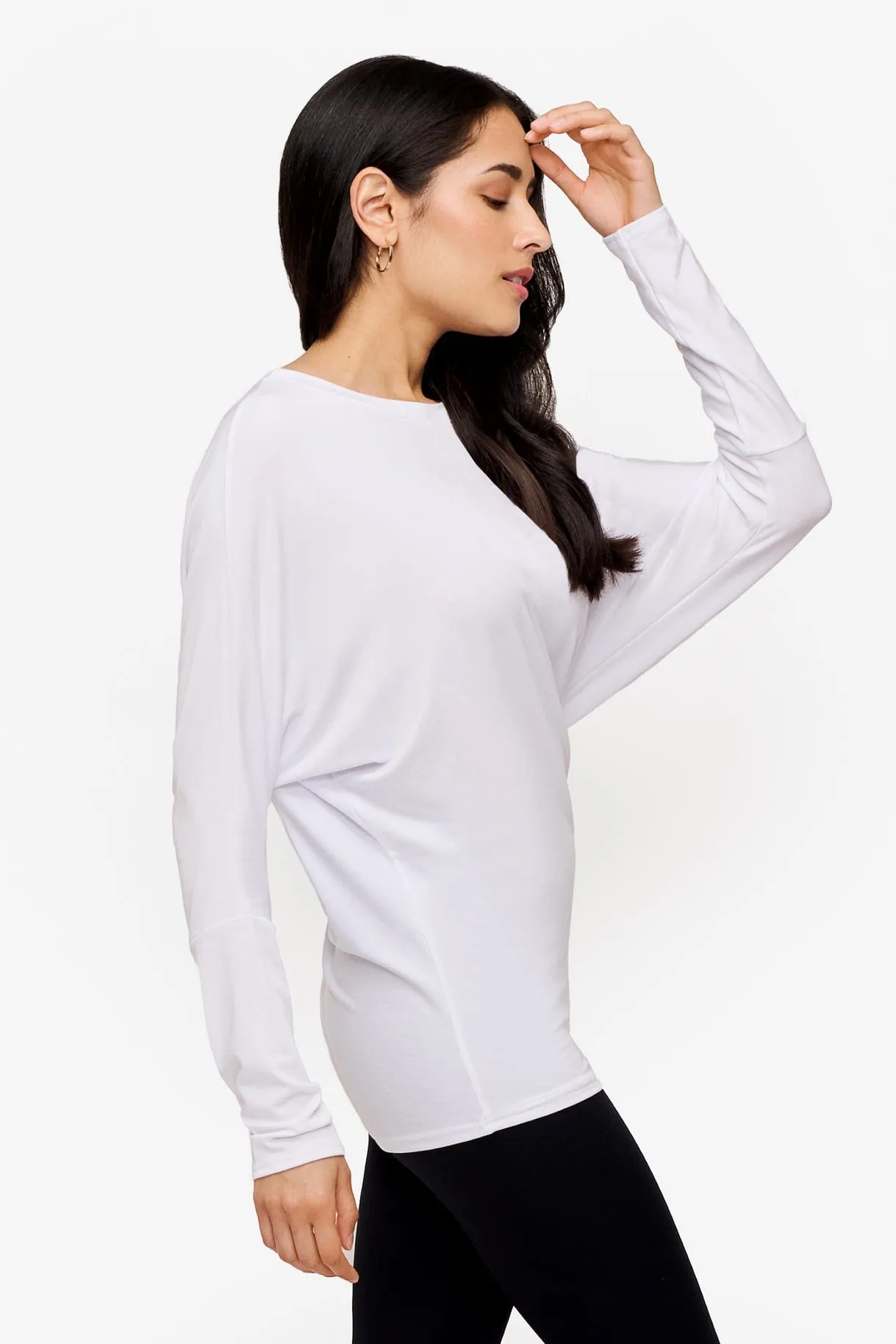 Dolman Longsleeve in White sold by Daub & Design product image thumbnail 5