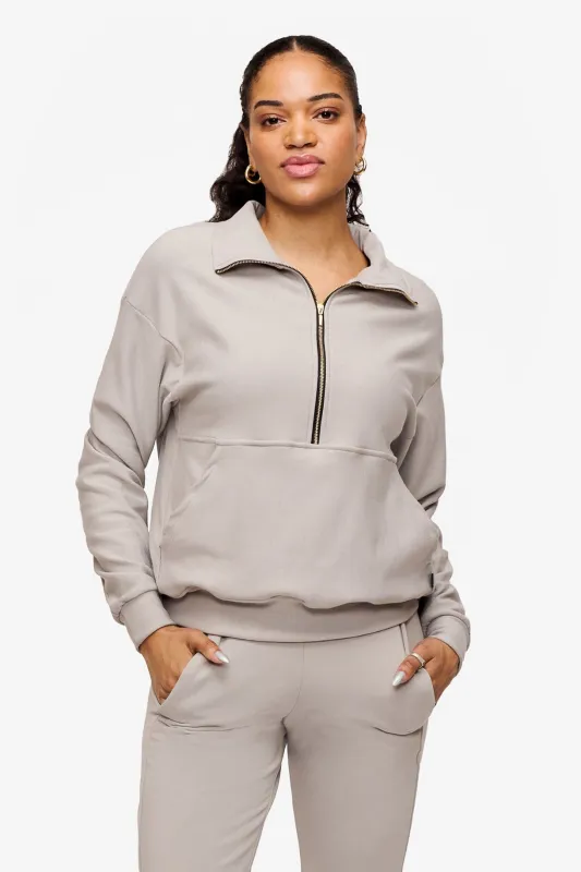 Freedom Half Zip Sweatshirt in Dove sold by Daub & Design