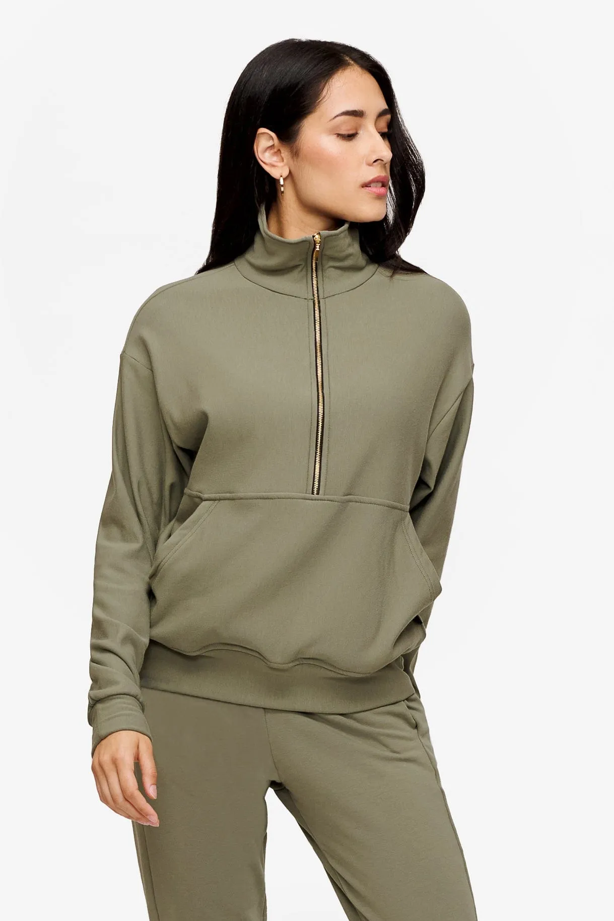 Freedom Half Zip Sweatshirt in Vetiver sold by Daub & Design product image thumbnail 4