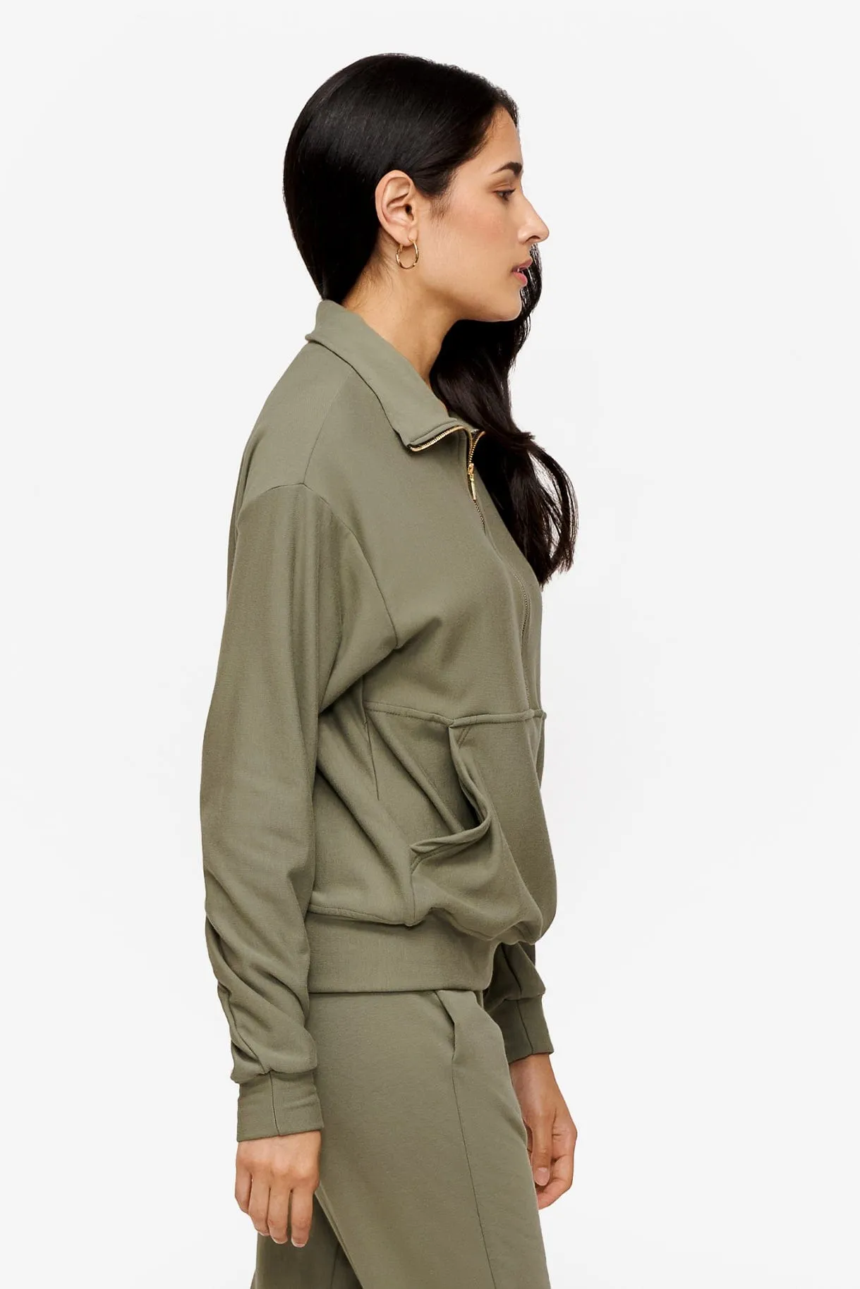 Freedom Half Zip Sweatshirt in Vetiver sold by Daub & Design product image thumbnail 2