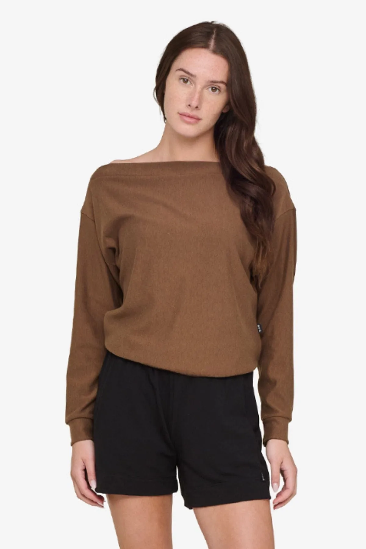 Boatneck Sweatshirt in Chai sold by Daub & Design