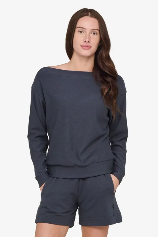 Boatneck Sweatshirt in Eclipse sold by Daub & Design