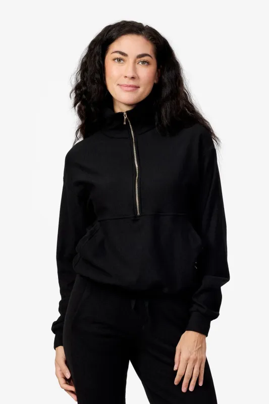 Freedom Half Zip Sweatshirt in Black sold by Daub & Design