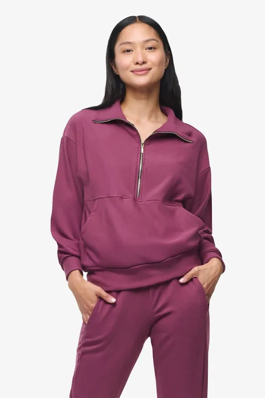 Freedom Half Zip Sweatshirt in Nocturne sold by Daub & Design