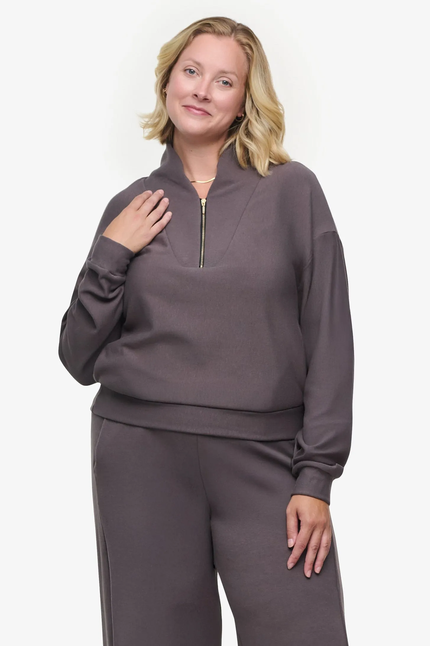 Freedom Quarter Zip Sweatshirt in Velora sold by Daub & Design