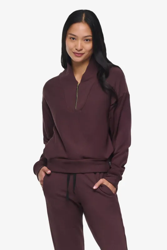 Freedom Quarter Zip Sweatshirt in Cacao sold by Daub & Design