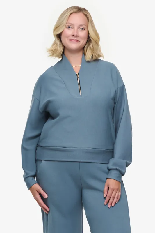 Freedom Quarter Zip Sweatshirt in Basalt sold by Daub & Design