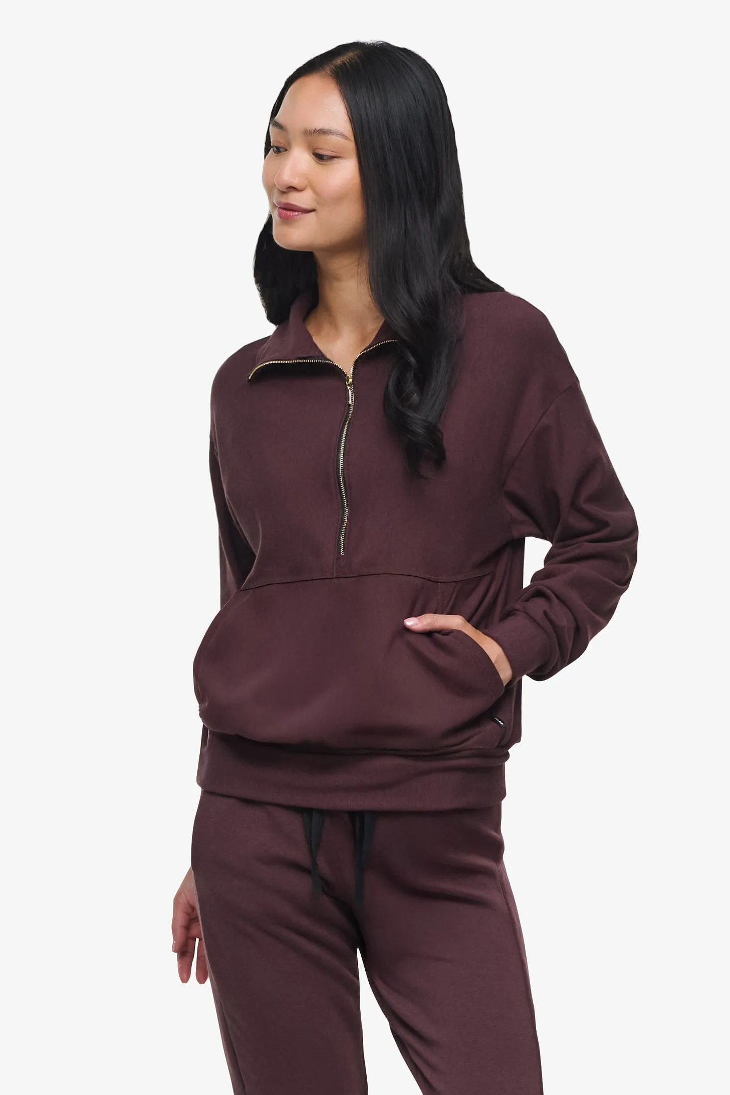 Freedom Half Zip Sweatshirt in Cacao sold by Daub & Design product image thumbnail 2
