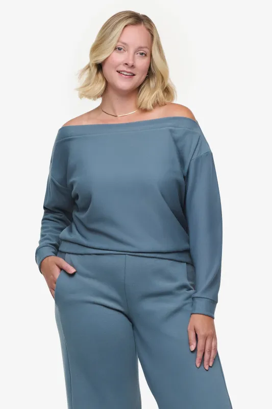 Boatneck Sweatshirt in Basalt sold by Daub & Design