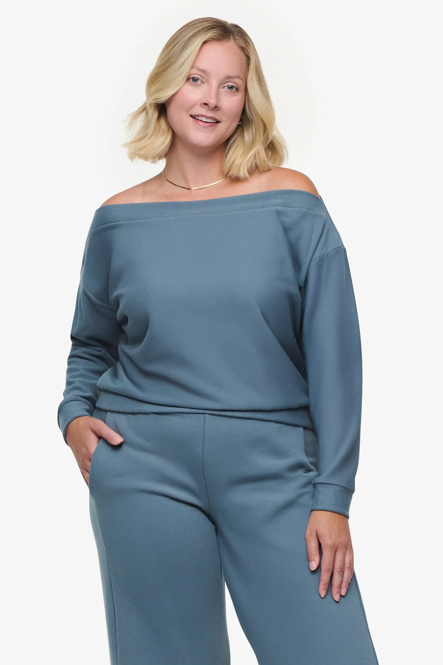 Boatneck Sweatshirt in Basalt sold by Daub & Design