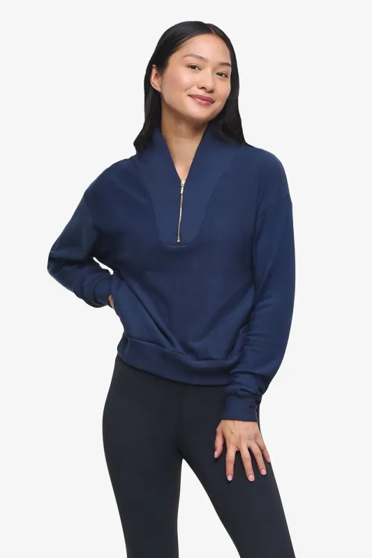 Freedom Quarter Zip Sweatshirt in Navy sold by Daub & Design