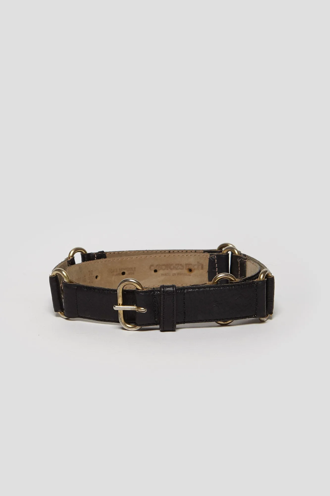 Leather Belt w brass rings - Vintage sold by Decade Studio