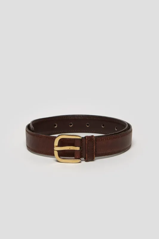 Brown Leather Belt - Pre-Loved made by Decade Studio