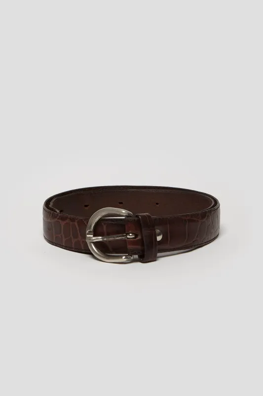 Croc-embossed Leather Belt - Vintage made by Decade Studio