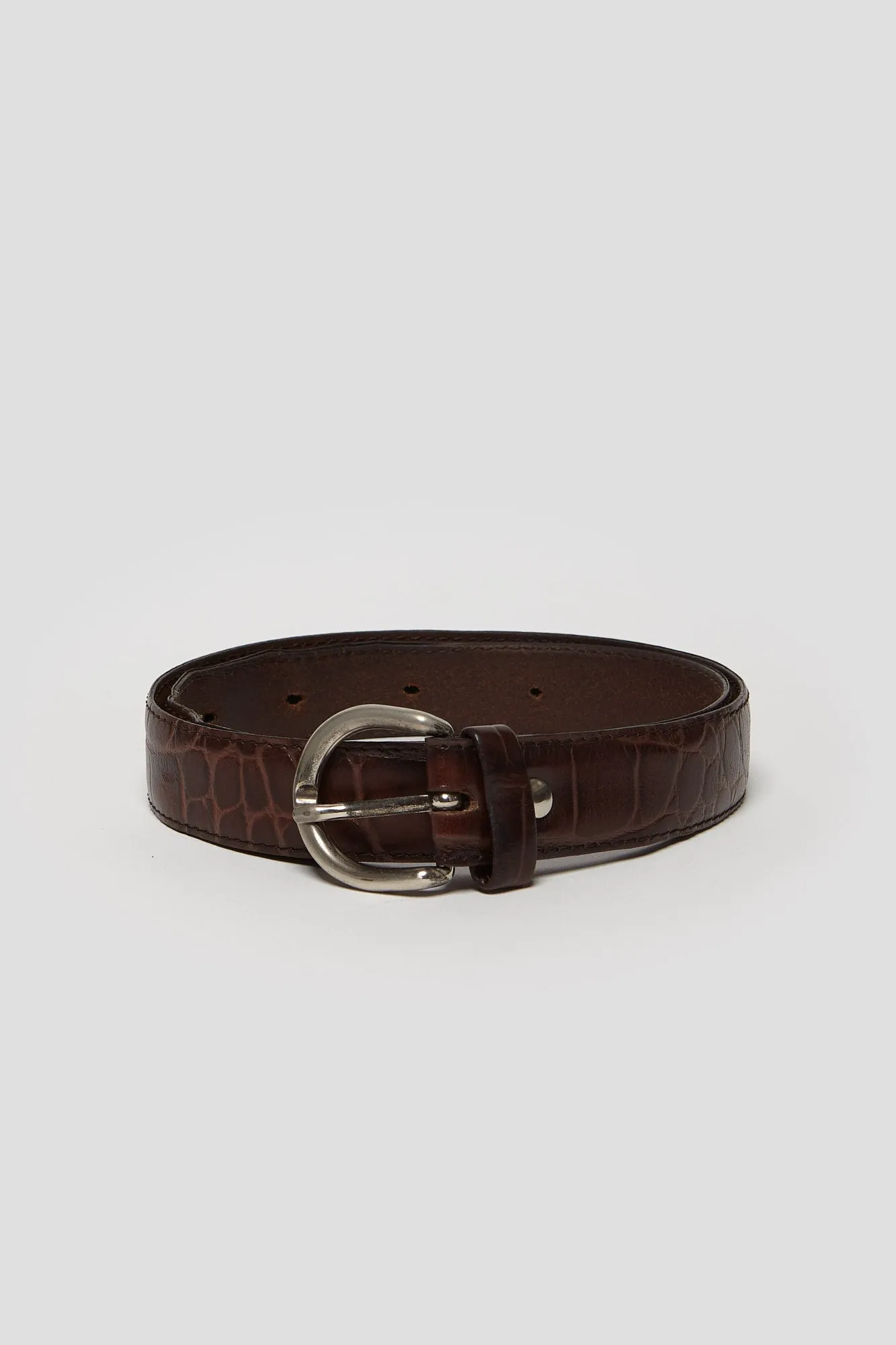 Croc-embossed Leather Belt - Vintage sold by Decade Studio