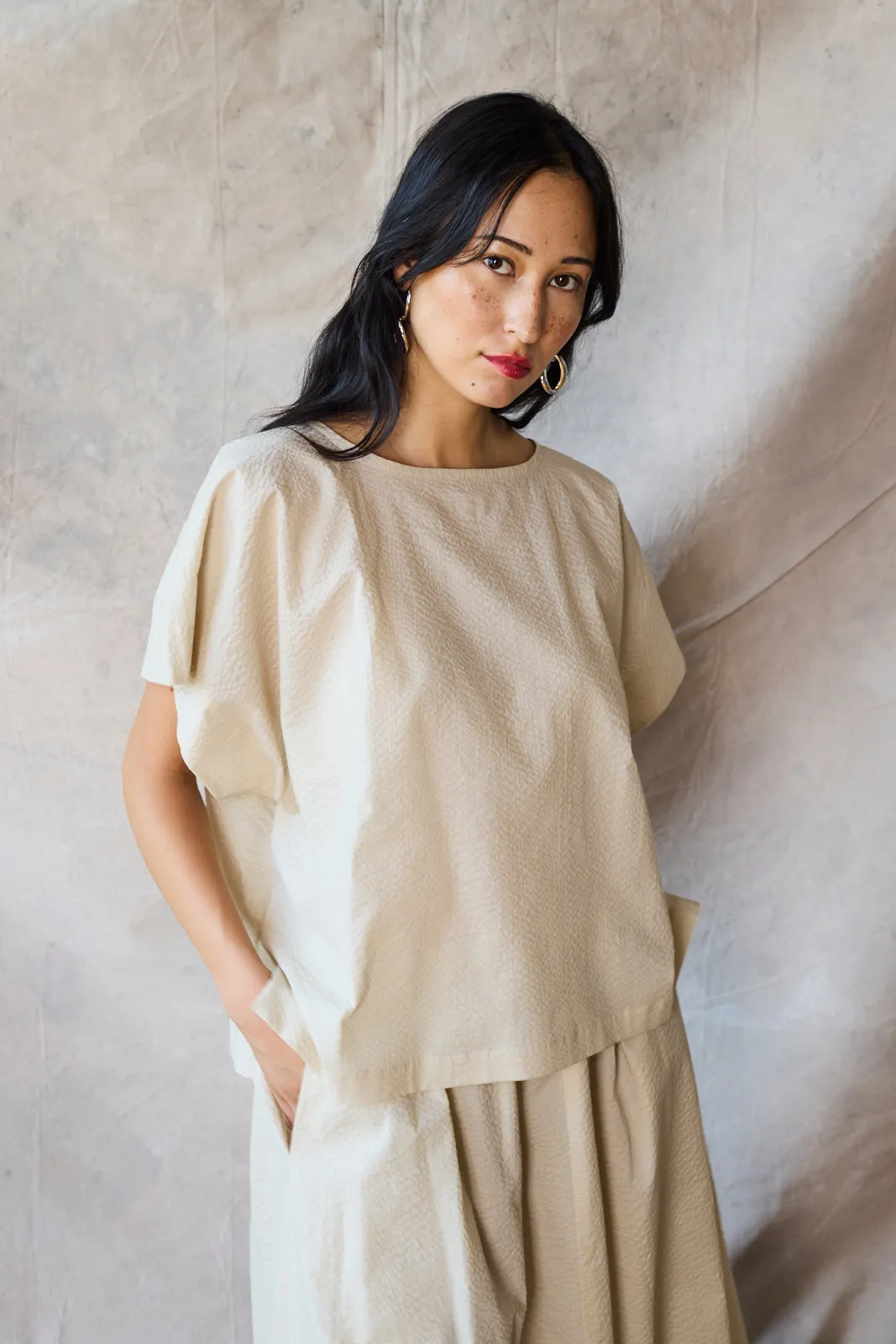 Cropped Split Tee - Oat sold by Devlyn van Loon product image thumbnail 2