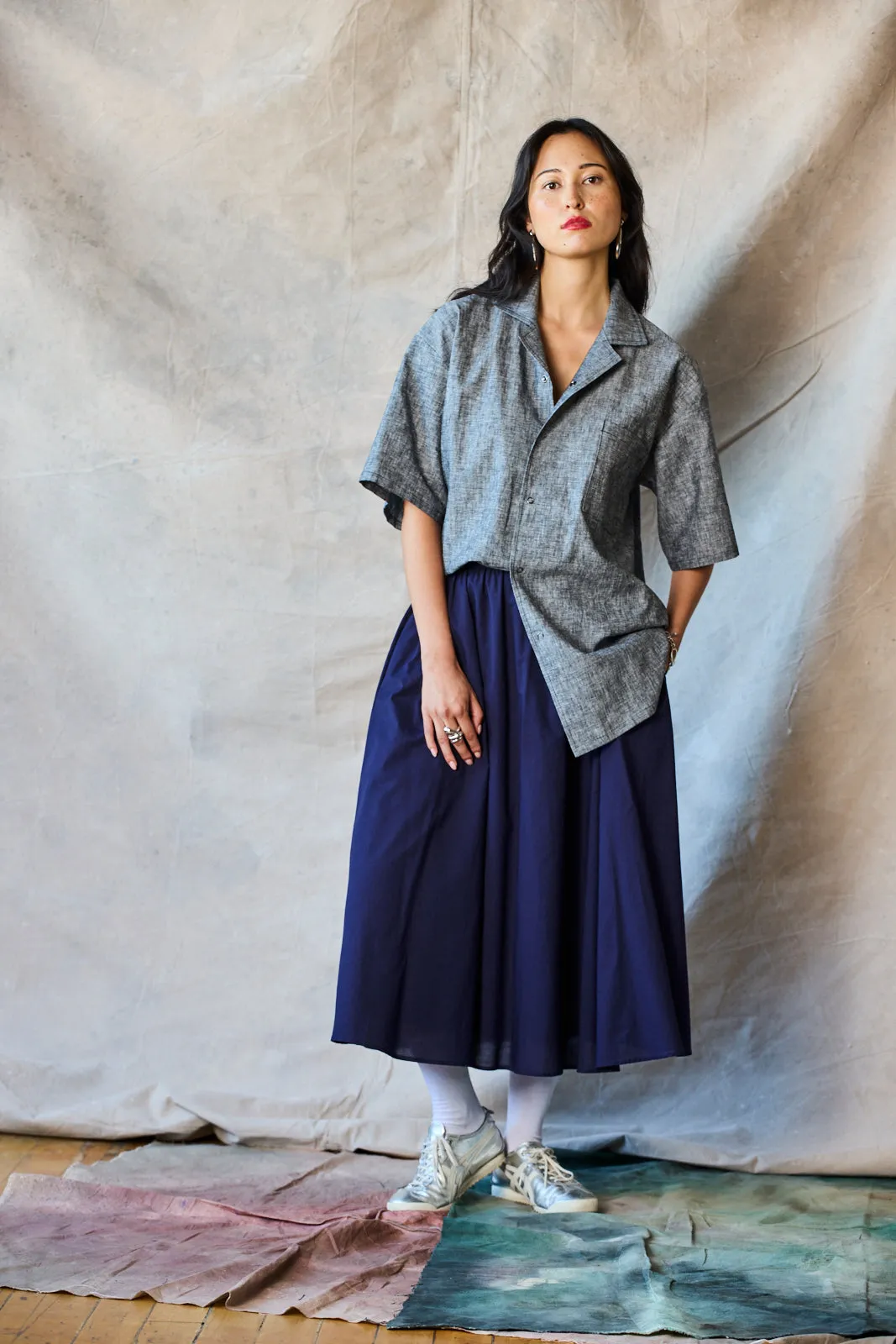 Gathered Skirt - Navy Voile sold by Devlyn van Loon