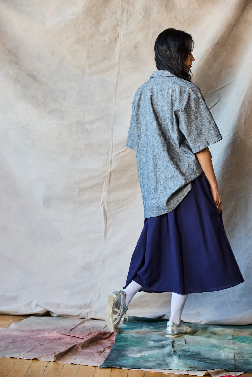 Gathered Skirt - Navy Voile sold by Devlyn van Loon product image thumbnail 5